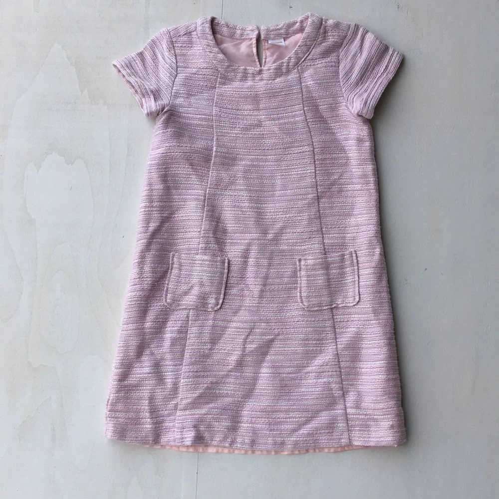 Gymboree Tweed Pink White Silver Holiday Lined Dress with Pockets SZ 10 holiday